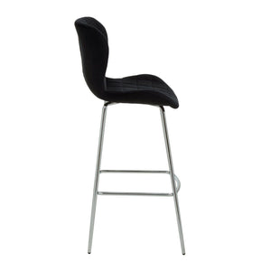 Warton Grey, Black Velvet Bar Chair