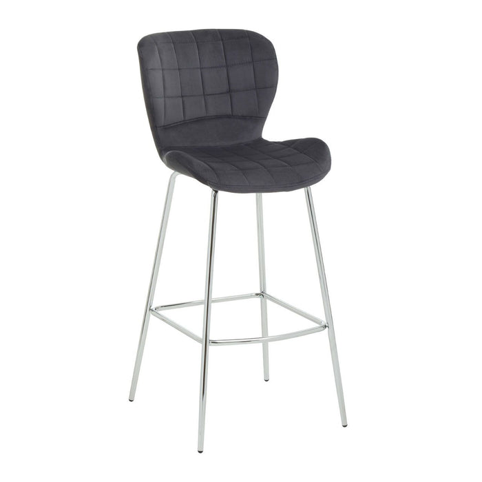 Warton Grey, Black Velvet Bar Chair