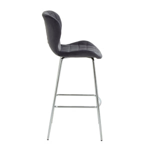 Warton Grey, Black Velvet Bar Chair