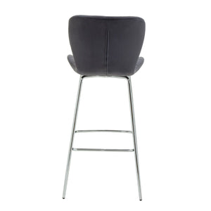 Warton Grey, Black Velvet Bar Chair