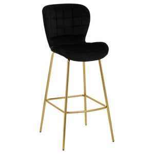 Warton Mink, Black Velvet Bar Chair