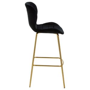 Warton Mink, Black Velvet Bar Chair