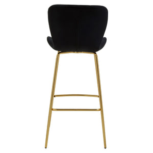 Warton Mink, Black Velvet Bar Chair