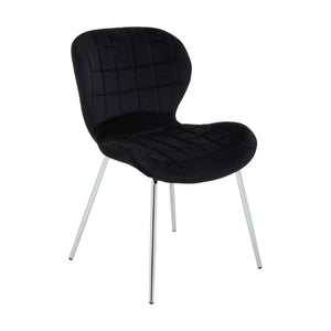 Warton Grey, Black Velvet Dining Chair