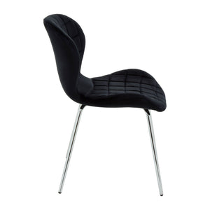 Warton Grey, Black Velvet Dining Chair