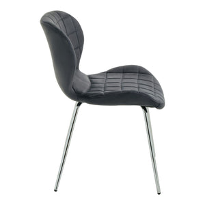 Warton Grey, Black Velvet Dining Chair