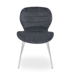 Warton Grey, Black Velvet Dining Chair