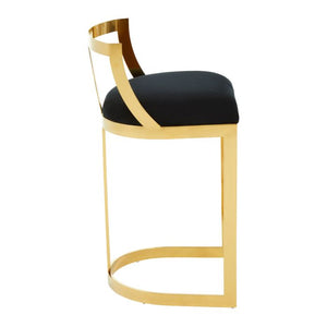 Azalea Black, Ivory Velvet Bar Stool