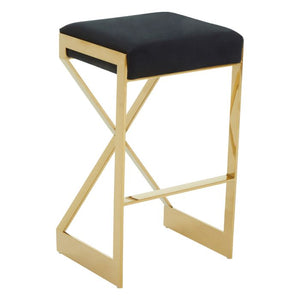 Azalea Ivory, Black And Gold Finish Bar Stool