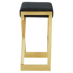 Azalea Ivory, Black And Gold Finish Bar Stool