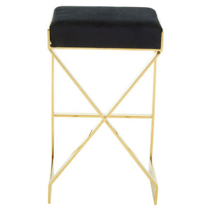 Azalea Ivory, Black And Gold Finish Bar Stool