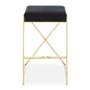 Azalea Ivory, Black And Gold Finish Bar Stool