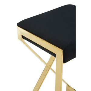 Azalea Ivory, Black And Gold Finish Bar Stool