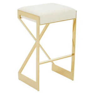 Azalea Ivory, Black And Gold Finish Bar Stool