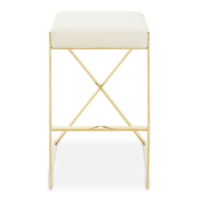 Azalea Ivory, Black And Gold Finish Bar Stool