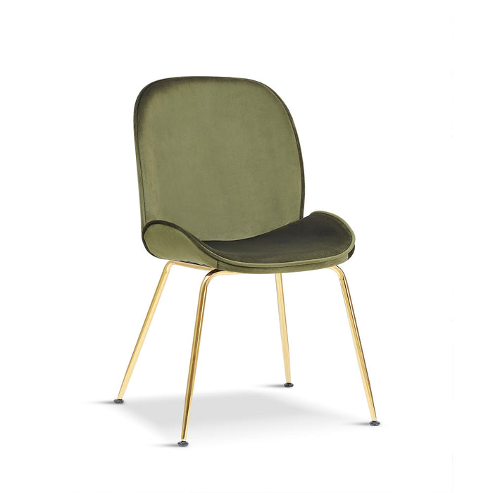 x2 Mmilo Journey Olive Green Chair with Gold Legs