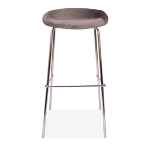 x2 Herschel Grey Velvet Barstools, with Silver Legs