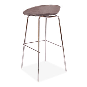 x2 Herschel Grey Velvet Barstools, with Silver Legs