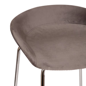 x2 Herschel Grey Velvet Barstools, with Silver Legs