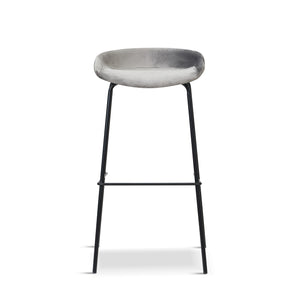 x2 New Herschel Grey Velvet Barstools, with Black Legs