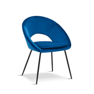 x2 Blue Open Back Dining Chair With black legs