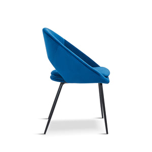 x2 Blue Open Back Dining Chair With black legs