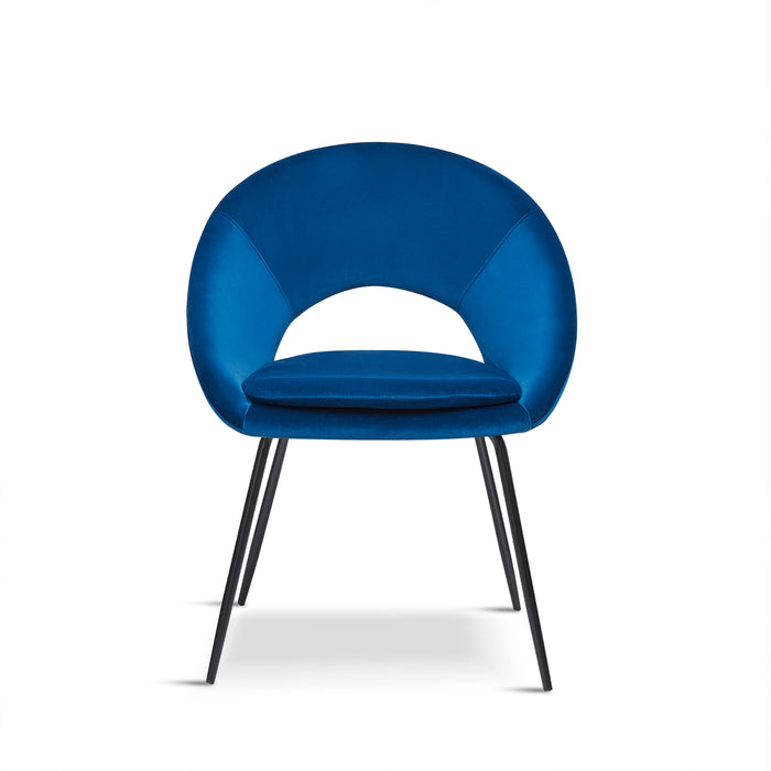 x2 Blue Open Back Dining Chair With black legs