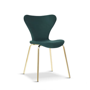 x2 Modern Velvet Grey, Green Stackable Dining Chair with gold legs