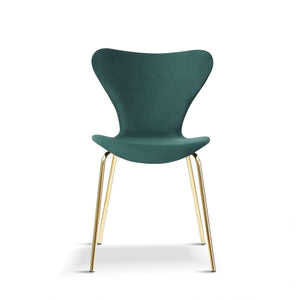 x2 Modern Velvet Grey, Green Stackable Dining Chair with gold legs