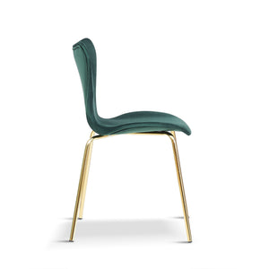 x2 Modern Velvet Grey, Green Stackable Dining Chair with gold legs