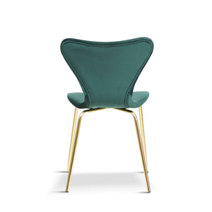 x2 Modern Velvet Grey, Green Stackable Dining Chair with gold legs