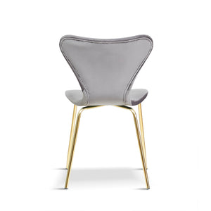 x2 Modern Velvet Grey, Green Stackable Dining Chair with gold legs