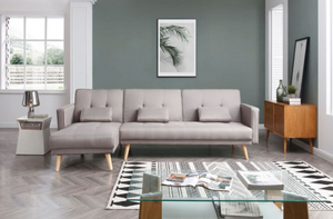 Mmilo - Two Pieces Open End Corner Sofa Bed in Grey