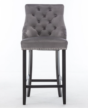 x1 Grey Nicholas Velvet Barstool