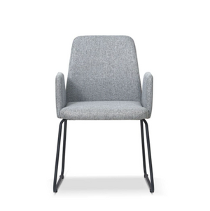 x2 Grey Upholstered Contemporary armcahir with Metal Legs