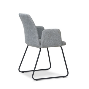 x2 Grey Upholstered Contemporary armcahir with Metal Legs