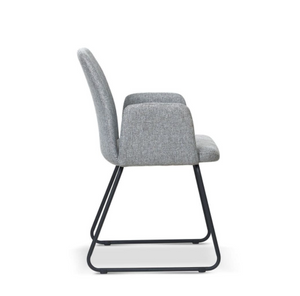 x2 Grey Upholstered Contemporary armcahir with Metal Legs