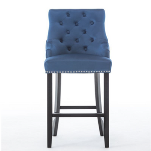 x2 Blue, Grey Nicholas Velvet Barstools