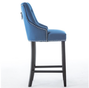 x2 Blue, Grey Nicholas Velvet Barstools