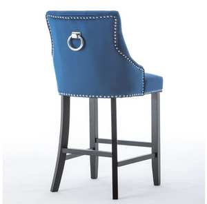 x2 Blue, Grey Nicholas Velvet Barstools