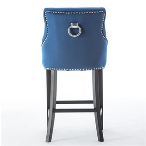 x2 Blue, Grey Nicholas Velvet Barstools