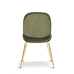 x2 Mmilo Journey Olive Green Chair with Gold Legs