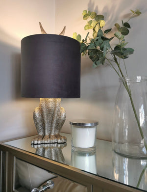 Silver Hare Table Lamp With Grey Velvet Shade