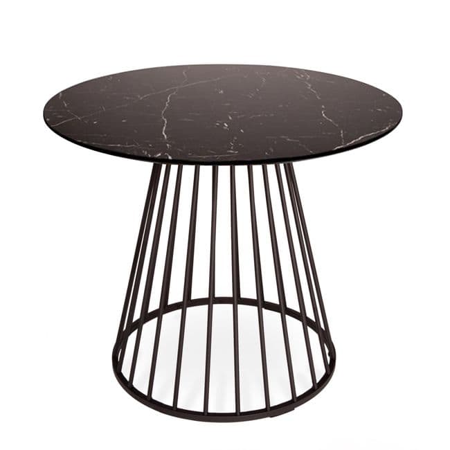 Mmilo Black Liverpool Marble Effect MDF Table with Black Legs 100cm