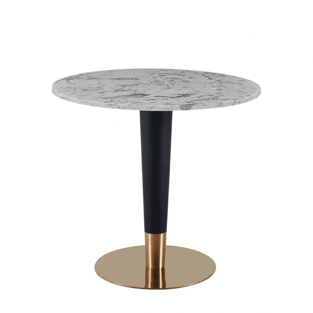 Mmilo New White round Dining table Gold & Black leg-80cm