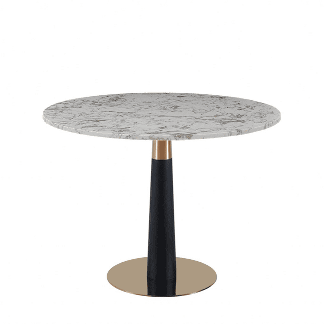 Mmilo New White Luxury round Dining table Gold & Black leg-100cm