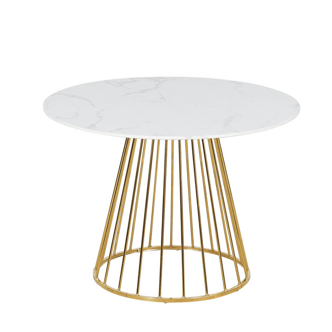 New Mmilo White Liverpool Style Marble Table with Golden Chrome Legs 100cm