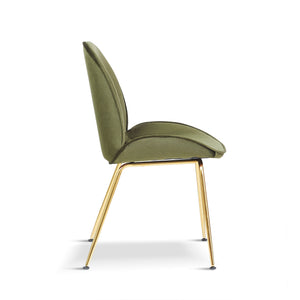 x2 Mmilo Journey Olive Green Chair with Gold Legs