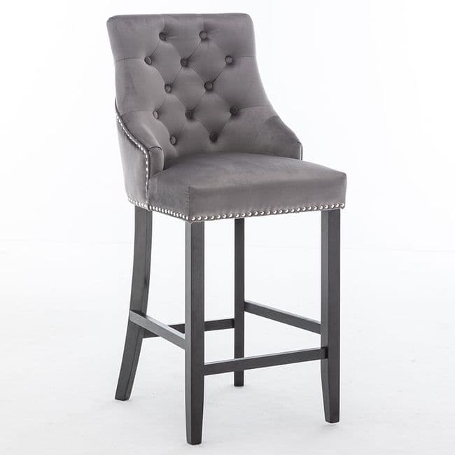 x1 Grey Nicholas Velvet Barstool