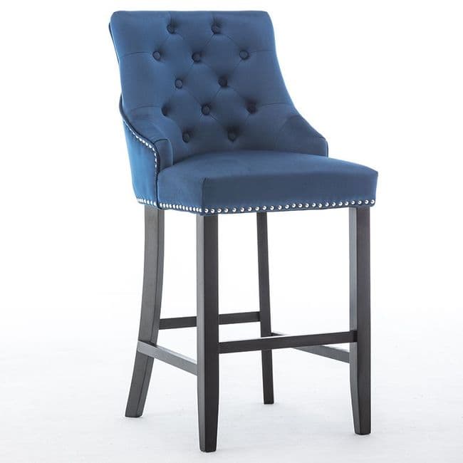 x2 Blue, Grey Nicholas Velvet Barstools